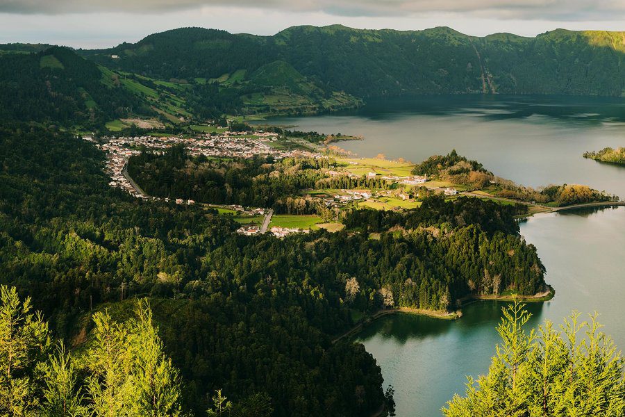 Sete Cidades village as seen from Vista do Rei viewpoint